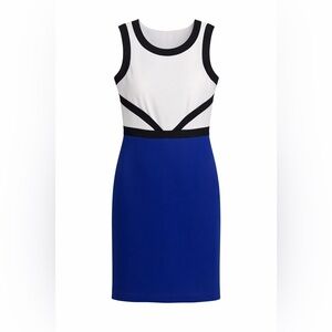 Calvin Klein Black, White, and Blue Midi Dress